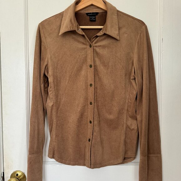 Tan Microsuede Button-Up - Picture 4 of 4